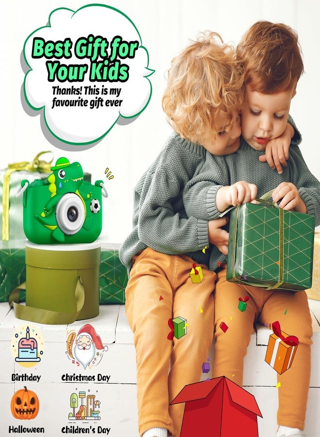 Cimizi Dinosaur Kids Camera for Boys Girls, Toddler Digital Selfie Camera with Cute Protective Cover and 32G SD Card, Christmas Birthday Gifts Toys for 3 4 5 6 7 8 9 10 11 12 Years Old Little Girls and Boys - Image 2